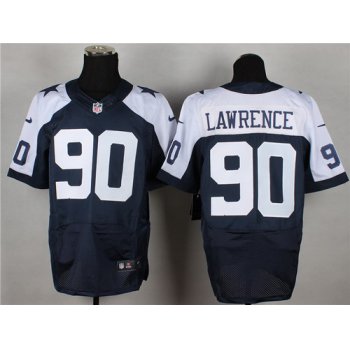 Nike Dallas Cowboys #90 Demarcus Lawrence Blue Thanksgiving Elite Jersey