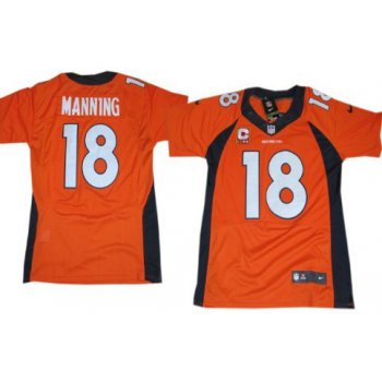 Nike Denver Broncos #18 Peyton Manning 2013 Orange C Patch Elite Jersey
