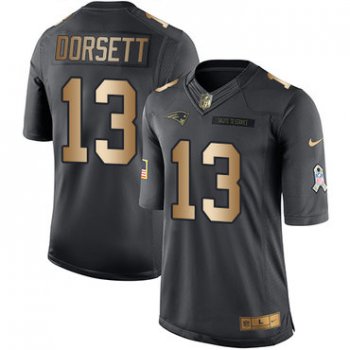 Nike New England Patriots #13 Phillip Dorsett Black Men's Stitched NFL Limited Gold Salute To Service Jersey