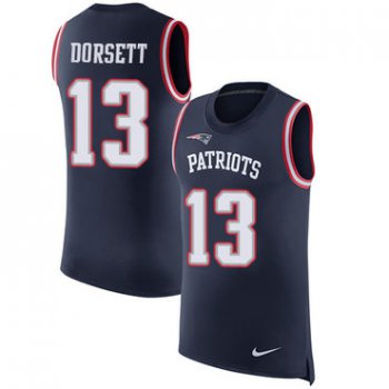 Nike New England Patriots #13 Phillip Dorsett Navy Blue Team Color Men's Stitched NFL Limited Rush Tank Top Jersey
