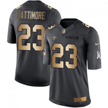 Nike New Orleans Saints #23 Marshon Lattimore Black Men's Stitched NFL Limited Gold Salute To Service Jersey