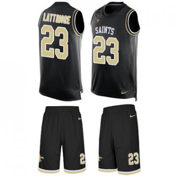 Nike New Orleans Saints #23 Marshon Lattimore Black Team Color Men's Stitched NFL Limited Tank Top Suit Jersey