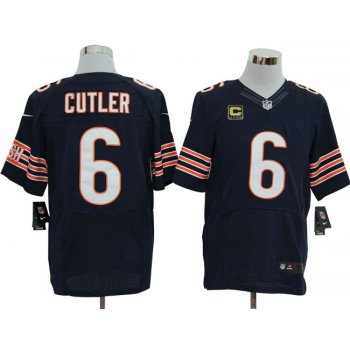 Size 60 4XL-Jay Cutler Chicago Bears #6 C Patch Blue Stitched Nike Elite NFL Jerseys