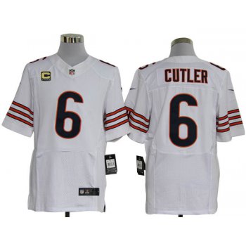 Size 60 4XL-Jay Cutler Chicago Bears #6 C Patch White Stitched Nike Elite NFL Jerseys