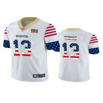 Men's New Orleans Saints #13 Michael Thomas White Independence Day Stars Stripes Jersey