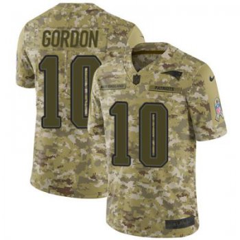 Men's NFL New England Patriots #10 Josh Gordon Camo 2018 Salute to Service Limited Nike Jersey