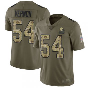 Men's Cleveland Browns #54 Olivier Vernon Olive Camo Men's Stitched Football Limited 2017 Salute To Service Jersey