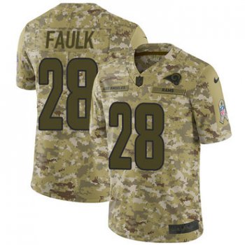 Nike Rams #28 Marshall Faulk Camo Men's Stitched NFL Limited 2018 Salute To Service Jersey