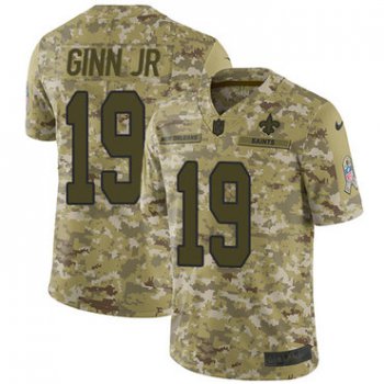 Nike Saints #19 Ted Ginn Jr Camo Men's Stitched NFL Limited 2018 Salute To Service Jersey