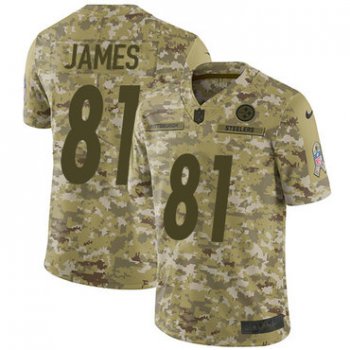Nike Steelers #81 Jesse James Camo Men's Stitched NFL Limited 2018 Salute To Service Jersey