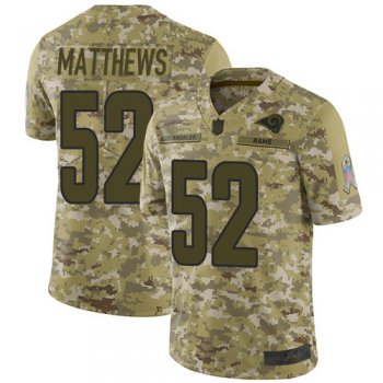 Men's Los Angeles Rams #52 Clay Matthews Camo Men's Stitched Football Limited 2018 Salute To Service Jersey