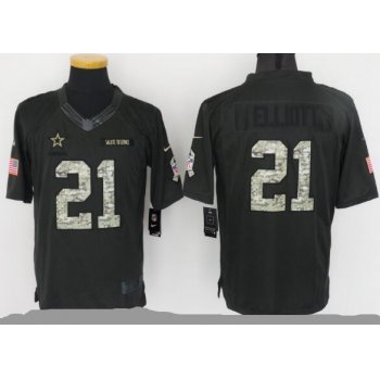 Men's Dallas Cowboys #21 Ezekiel Elliott Black Anthracite 2016 Salute To Service Stitched NFL Nike Limited Jersey
