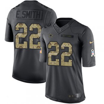 Men's Dallas Cowboys #22 Emmitt Smith Black Anthracite 2016 Salute To Service Stitched NFL Nike Limited Jersey