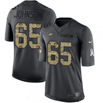 Men's Philadelphia Eagles #65 Lane Johnson Black Anthracite 2016 Salute To Service Stitched NFL Nike Limited Jersey