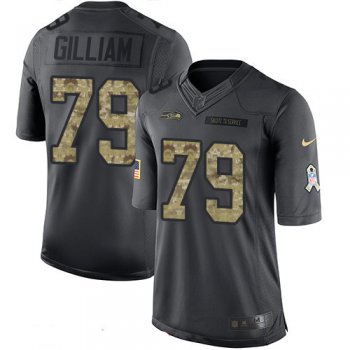 Men's Seattle Seahawks #79 Garry Gilliam Black Anthracite 2016 Salute To Service Stitched NFL Nike Limited Jersey