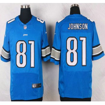 Detroit Lions #81 Calvin Johnson Light Blue Team Color NFL Nike Elite Jersey