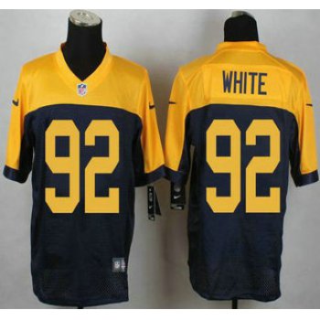 Green Bay Packers #92 Reggie White Navy Blue With Gold NFL Nike Elite Jersey