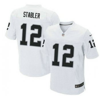 Oakland Raiders #12 Ken Stabler Nike White Elite Jersey