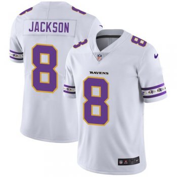 Baltimore Ravens #8 Lamar Jackson Nike White Team Logo Vapor Limited NFL Jersey