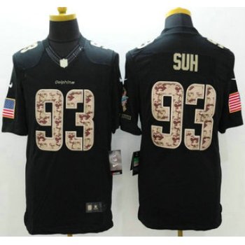 Miami Dolphins #93 Ndamukong Suh Nike Salute to Service Nike Black Limited Jersey