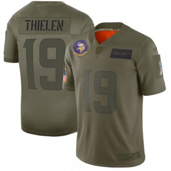 Men Minnesota Vikings 19 Thielen Green Nike Olive Salute To Service Limited NFL Jerseys