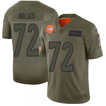 Nike Broncos #72 Garett Bolles Camo Men's Stitched NFL Limited 2019 Salute To Service Jersey