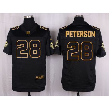 Nike Vikings #28 Adrian Peterson Black Men's Stitched NFL Elite Pro Line Gold Collection Jersey