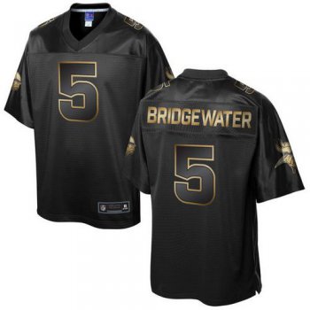 Nike Vikings #5 Teddy Bridgewater Pro Line Black Gold Collection Men's Stitched NFL Game Jersey