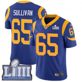 #65 Limited John Sullivan Royal Blue Nike NFL Alternate Men's Jersey Los Angeles Rams Vapor Untouchable Super Bowl LIII Bound