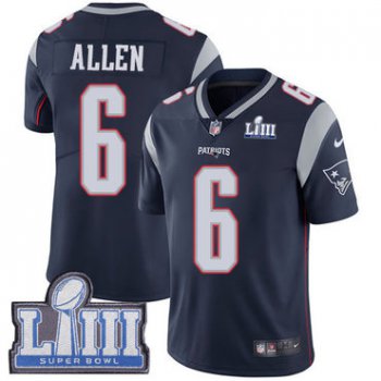 Men's New England Patriots #6 Ryan Allen Navy Blue Nike NFL Home Vapor Untouchable Super Bowl LIII Bound Limited Jersey