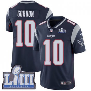 #10 Limited Josh Gordon Navy Blue Nike NFL Home Men's Jersey New England Patriots Vapor Untouchable Super Bowl LIII Bound