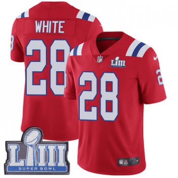 #28 Limited James White Red Nike NFL Alternate Men's Jersey New England Patriots Vapor Untouchable Super Bowl LIII Bound