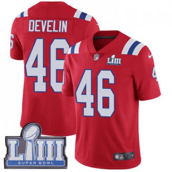 #46 Limited James Develin Red Nike NFL Alternate Men's Jersey New England Patriots Vapor Untouchable Super Bowl LIII Bound
