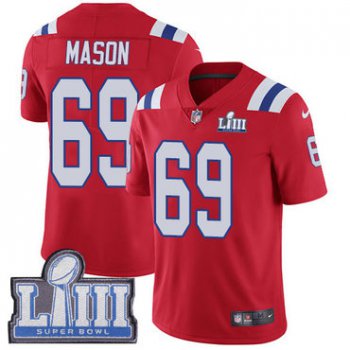 #69 Limited Shaq Mason Red Nike NFL Alternate Men's Jersey New England Patriots Vapor Untouchable Super Bowl LIII Bound