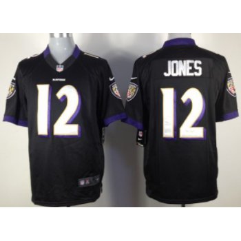 Nike Baltimore Ravens #12 Jacoby Jones Black Game Jersey