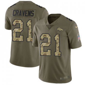 Nike Denver Broncos #21 Su'a Cravens Olive Camo Men's Stitched NFL Limited 2017 Salute To Service Jersey