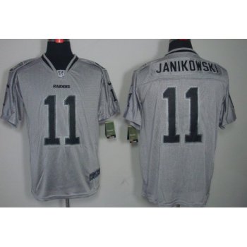 Nike Oakland Raiders #11 Sebastian Janikowski Lights Out Gray Elite Jersey