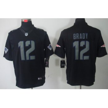 Nike New England Patriots #12 Tom Brady Black Impact Limited Jersey