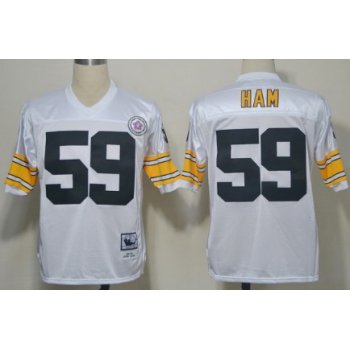 Pittsburgh Steelers #59 Jack Ham White Throwback Jersey