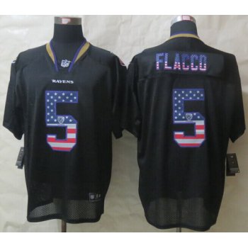 Nike Baltimore Ravens #5 Joe Flacco 2014 USA Flag Fashion Black Elite Jersey