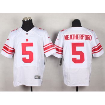 Nike New York Giants #5 Steve Weatherford White Elite Jersey