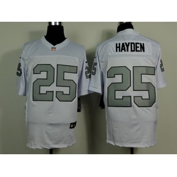 Nike Oakland Raiders #25 D.J. Hayden White With Silvery Elite Jersey
