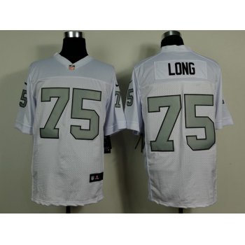 Nike Oakland Raiders #75 Howie Long White With Silvery Elite Jersey