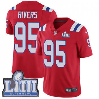#95 Limited Derek Rivers Red Nike NFL Alternate Men's Jersey New England Patriots Vapor Untouchable Super Bowl LIII Bound