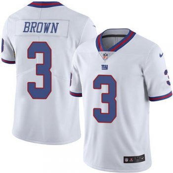 Nike Giants #3 Josh Brown White Men's Stitched NFL Limited Rush Jersey