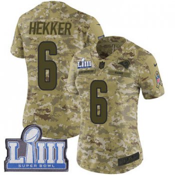Women's Los Angeles Rams #6 Johnny Hekker Camo Nike NFL 2018 Salute to Service Super Bowl LIII Bound Limited Jersey