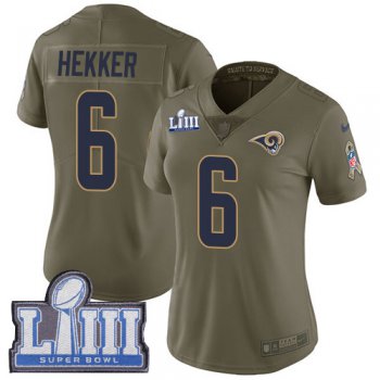 Women's Los Angeles Rams #6 Johnny Hekker Olive Nike NFL 2017 Salute to Service Super Bowl LIII Bound Limited Jersey
