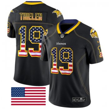 Nike Minnesota Vikings #19 Adam Thielen Black Men's Stitched NFL Limited Rush USA Flag Jersey
