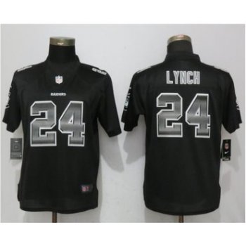 Nike Oakland Raiders #24 Marshawn Lynch Black Limited Strobe Jersey