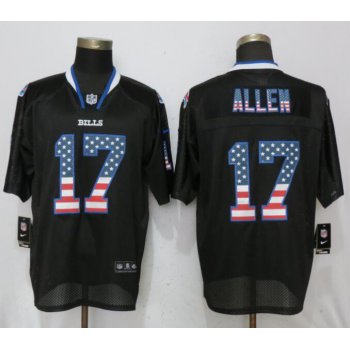 Nike Buffalo Bills #17 Josh Allen Black USA Flag Fashion Elite Jersey